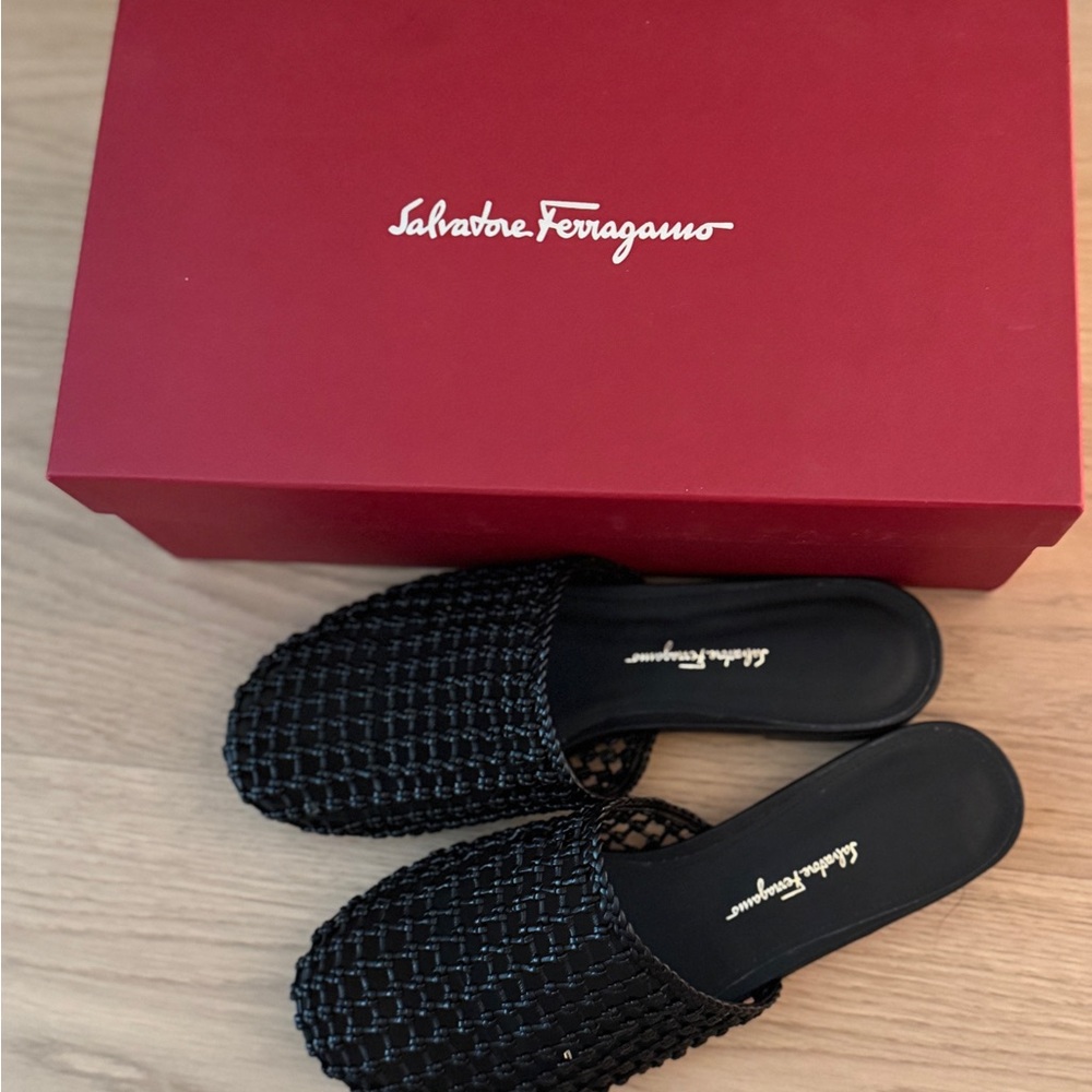 Salvatore Ferragamo Black Mules with Elegant Design